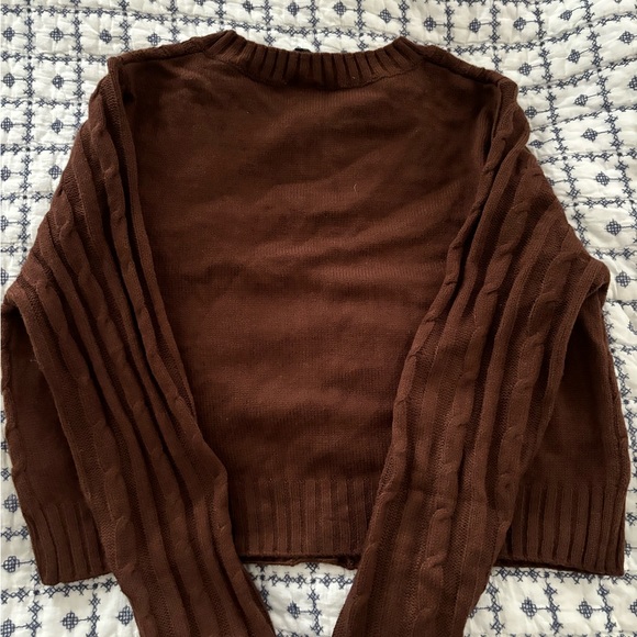 Brown Cable Knit Cardigan - Picture 2 of 3